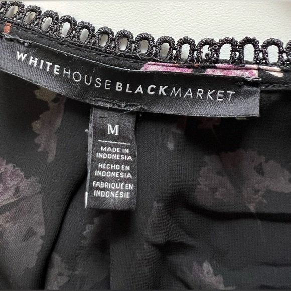 WHBM - Sleeveless Black Lilac Printed - Split Neckline With Lace Detailing - Picture 8 of 13